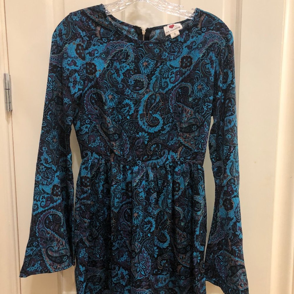 Paisley Print Bell Sleeve Dress